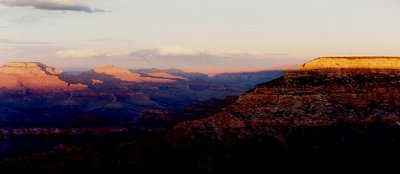 A view of the Grand Canyon at sunrise